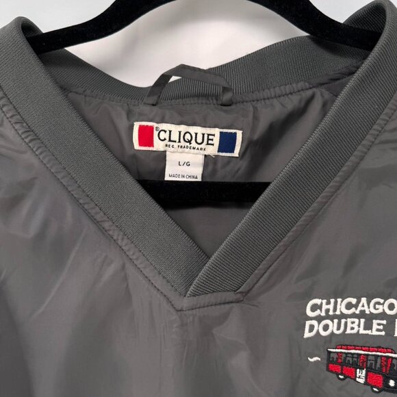 Clique Men’s L Gray Windbreaker Pullover Jacket Chicago Trolley Double Decker - Picture 3 of 7